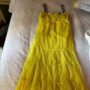 Fantastic chartreuse tiered tulle maxi dress